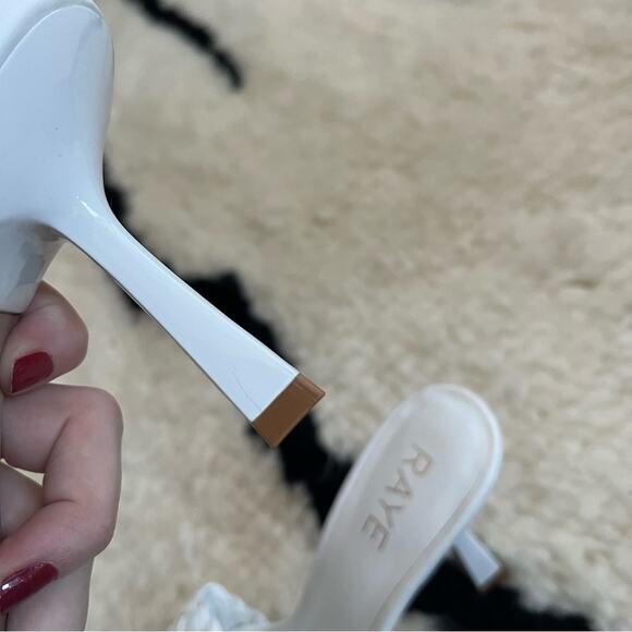 Revolve Raye Ali White Leather Woven Heels - Picture 5 of 9